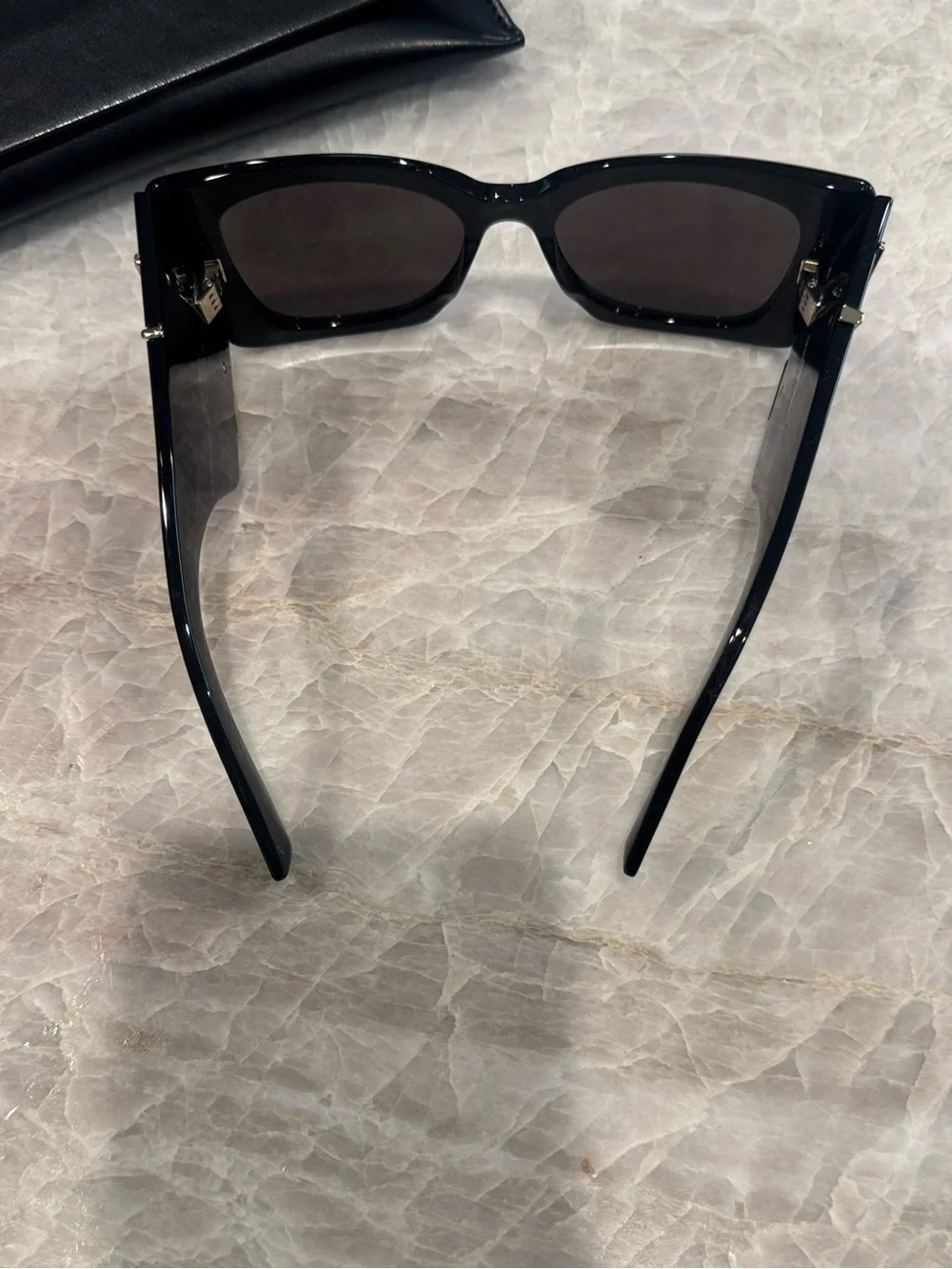 Saint Laurent Black Cat-Eye Sunglasses with Gold YSL Accent